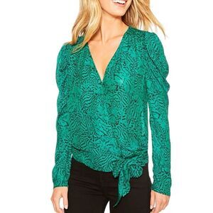 Parker JADED JAGUAR Arya Animal Print Wrap Blouse, US Small